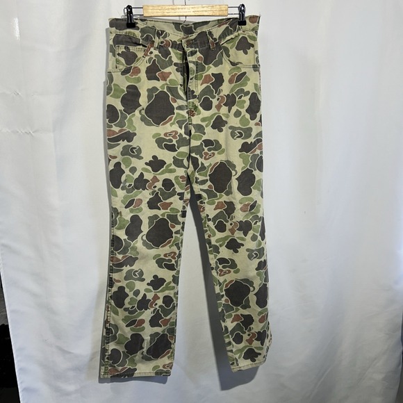 Vintage 70s 80s Duck Frog Skin Camo Pants Walls Hunting Made in USA - Picture 1 of 11